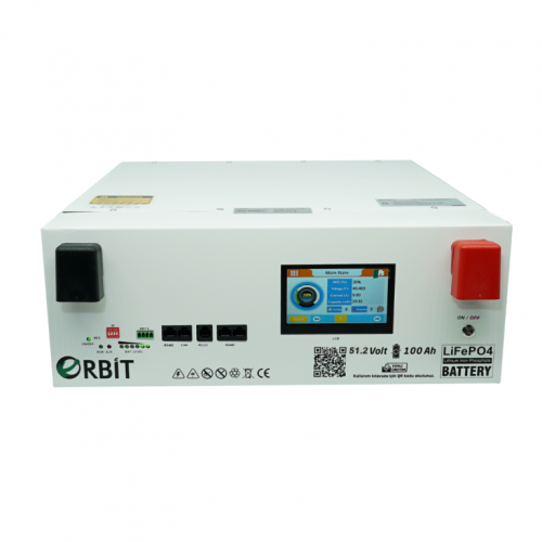 ORBIT 51.2 V 100 Ah Lifepo4 Akü-Low Voltage-Ekranlı-Metal Kasa